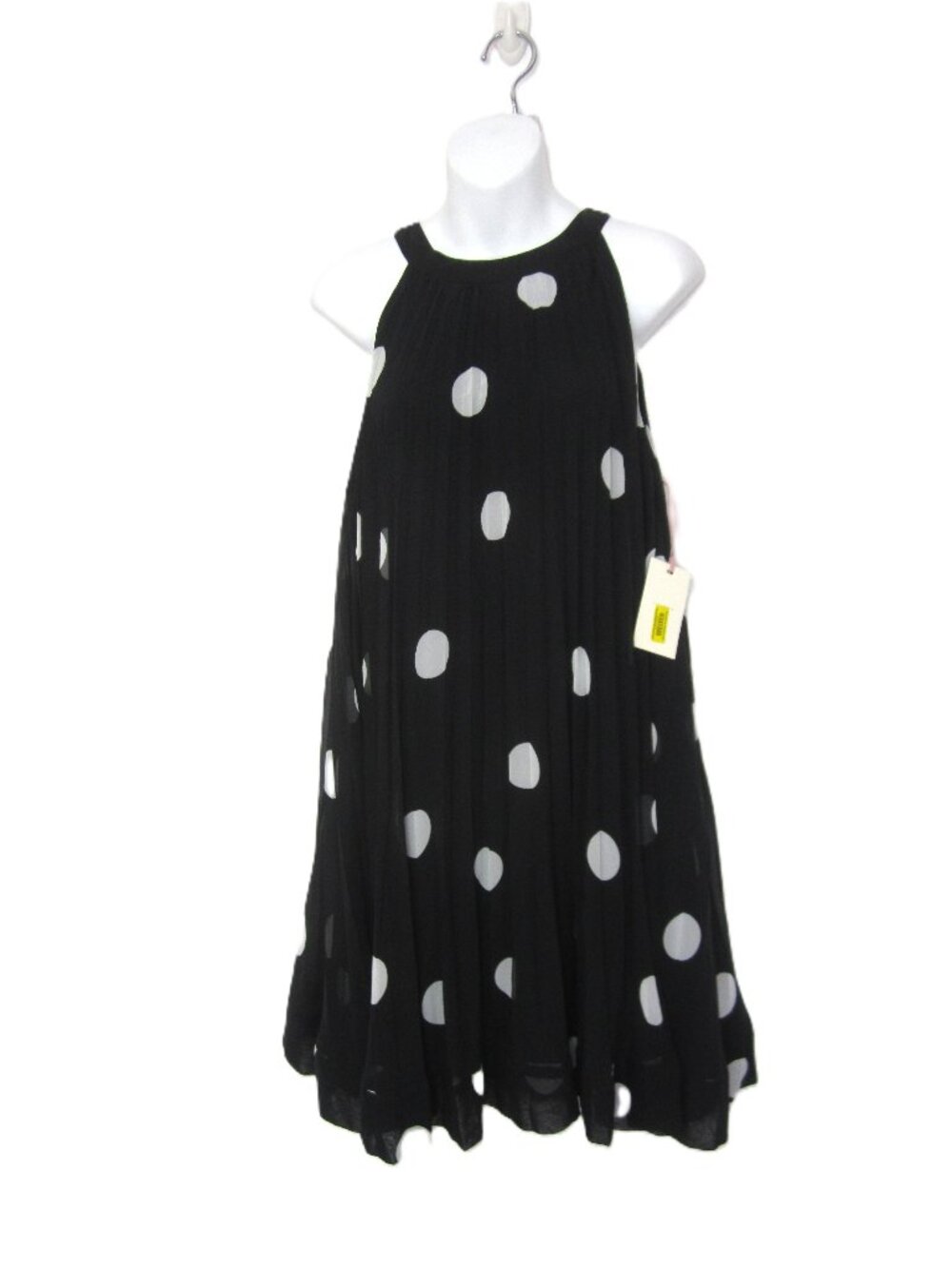 Alex Marie Size 8 NEW Swing Trapeze Flowy Dress Black White Polka Dot Sleeveless